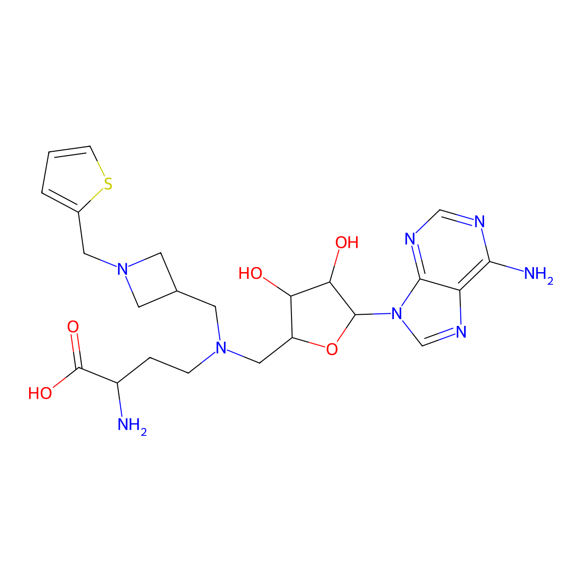 5'-{[(3S)-3-amino-3-carboxypropyl]({1-[(thiophen-2-yl)methyl]azetidin-3-yl}methyl)amino}-5'-deoxyadenosine molecular structure, CAS 2458182-10-8