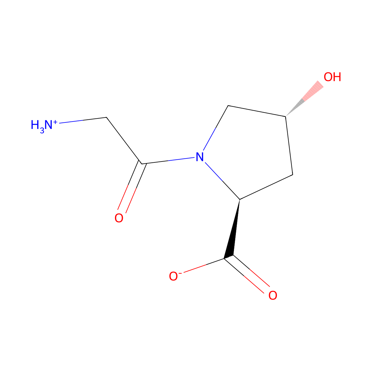 (2S,4R)-1-(2-azaniumylacetyl)-4-hydroxypyrrolidine-2-carboxylate molecular structure, CAS 24587-32-4