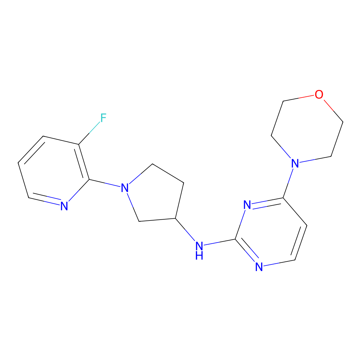 N-[1-(3-fluoropyridin-2-yl)pyrrolidin-3-yl]-4-(morpholin-4-yl)pyrimidin-2-amine molecular structure, CAS 2458830-57-2
