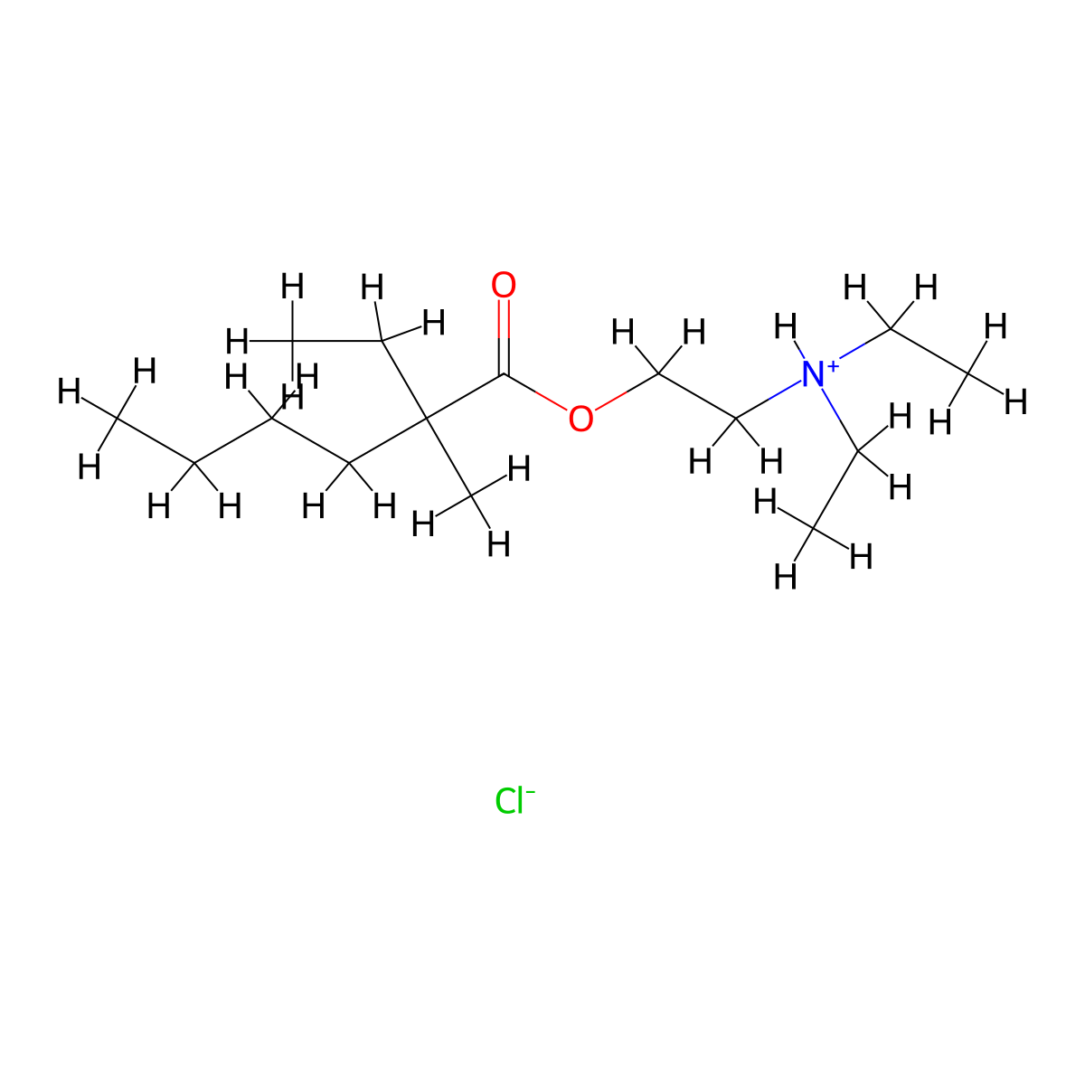 2-(Diethylamino)ethyl 2-ethyl-2-methylhexanoate--hydrogen chloride (1/1) molecular structure, CAS 24589-39-7