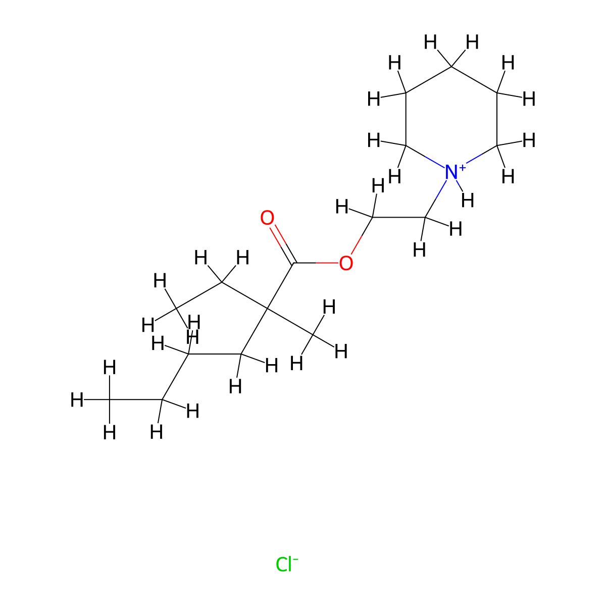 2-(Piperidin-1-yl)ethyl 2-ethyl-2-methylhexanoate--hydrogen chloride (1/1) molecular structure, CAS 24589-43-3