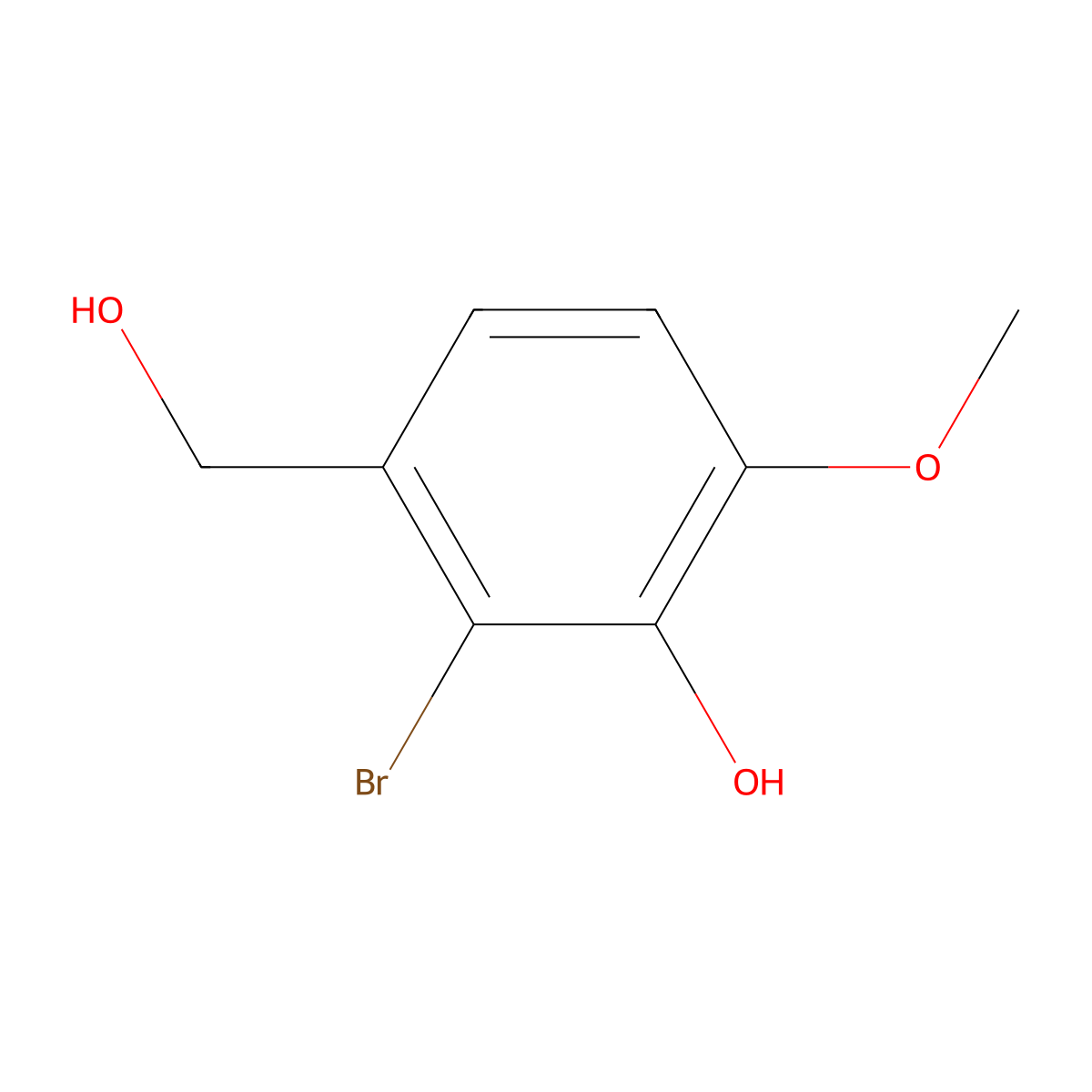 2-Bromo-3-(hydroxymethyl)-6-methoxyphenol molecular structure, CAS 2459-83-8