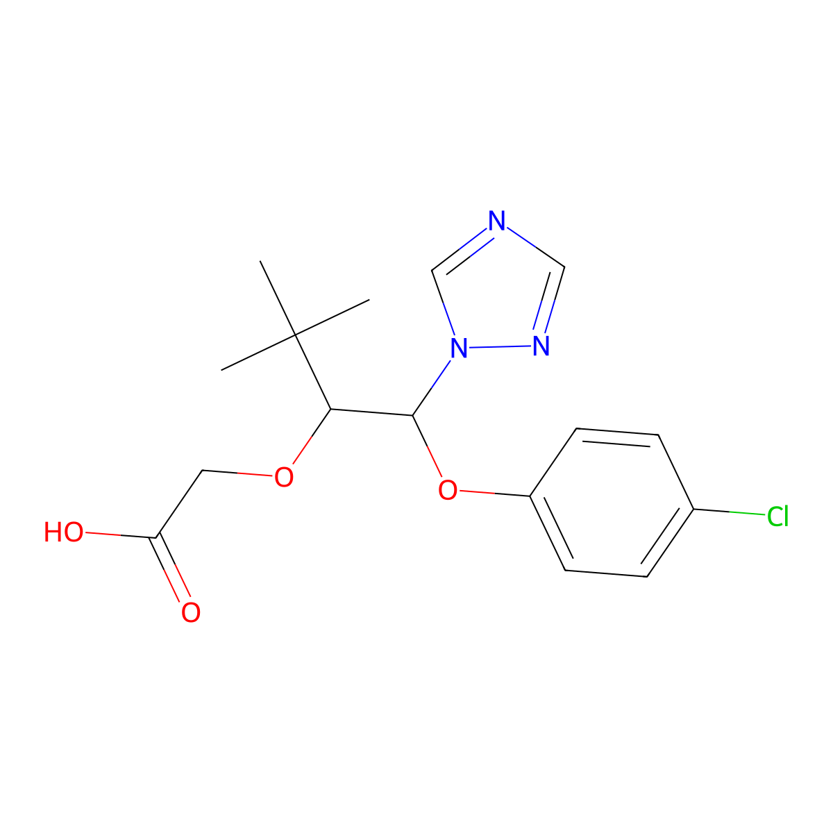 {[1-(4-Chlorophenoxy)-3,3-dimethyl-1-(1,2,4-triazol-1-yl)butan-2-yl]oxy}acetic acid molecular structure, CAS 2459176-25-9