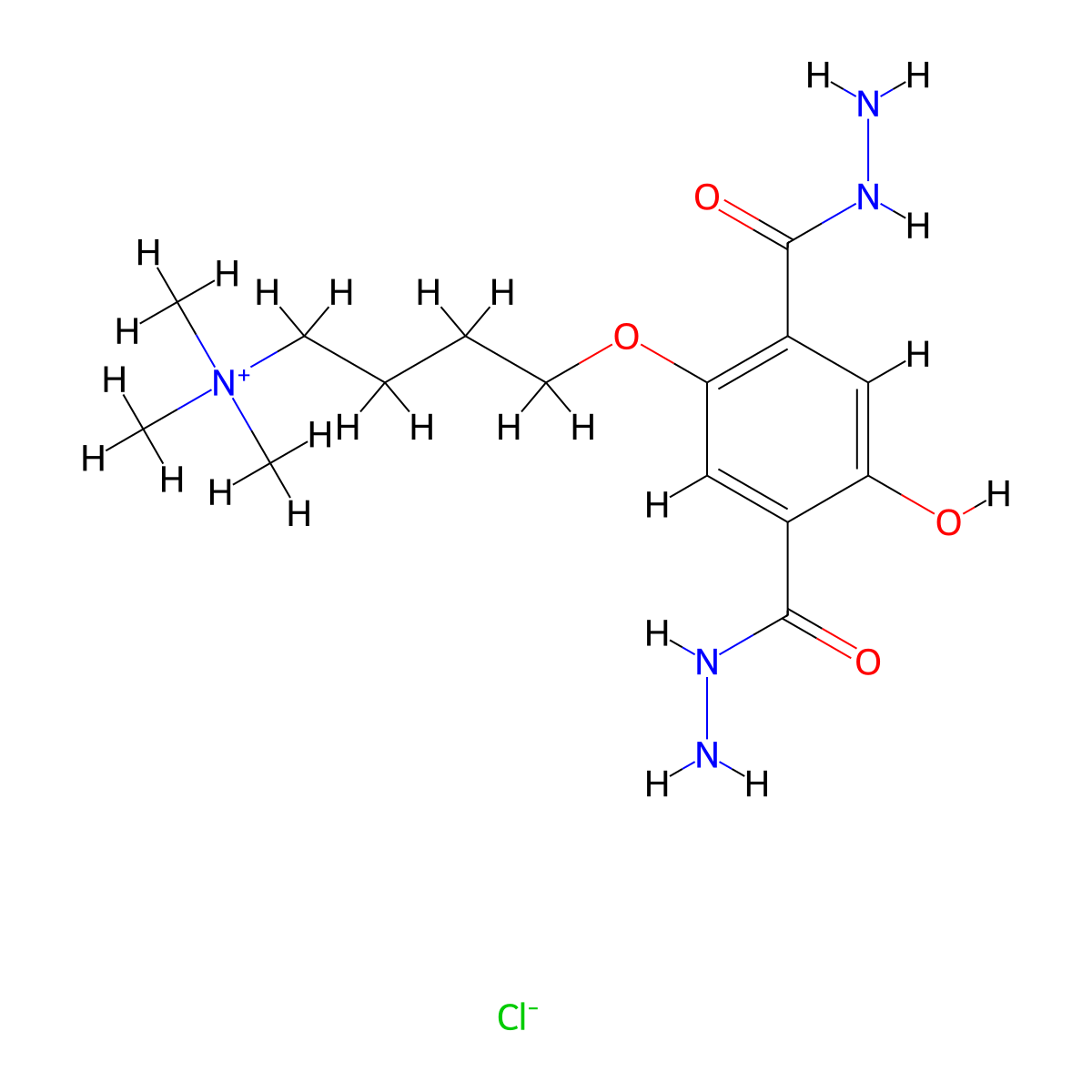 4-(2,5-DI(Hydrazinecarbonyl)-4-hydroxyphenoxy)-N,N,N-trimethylbutan-1-aminium chloride molecular structure, CAS 2459230-54-5