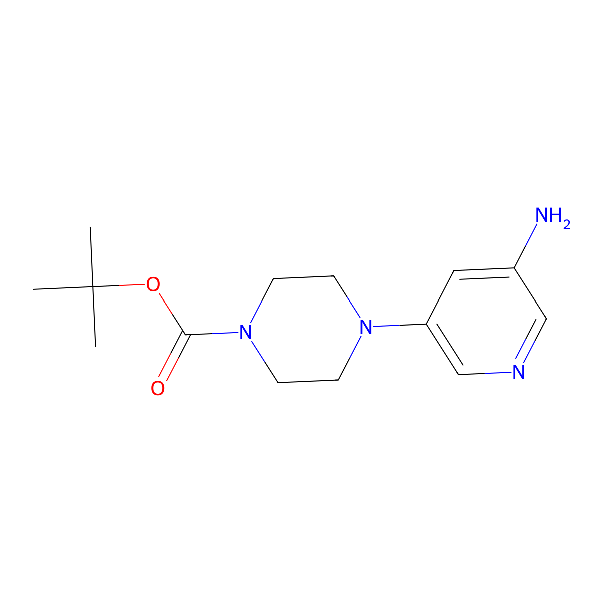 Tert-butyl 4-(5-aminopyridin-3-yl)piperazine-1-carboxylate molecular structure, CAS 2459303-21-8