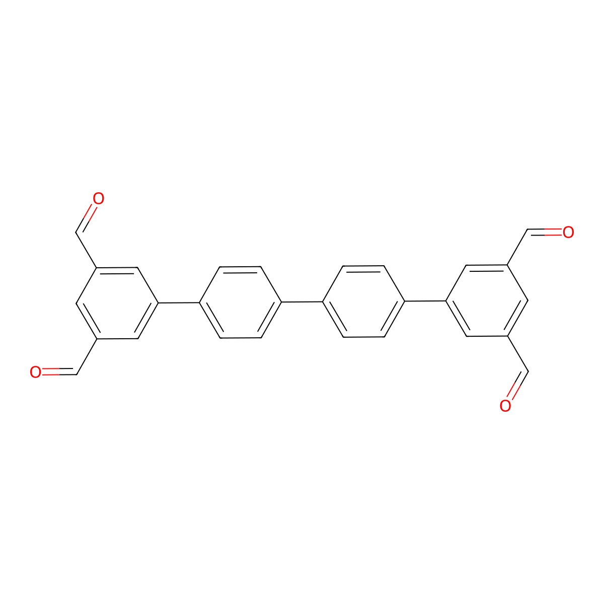 [1,1':4',1'':4'',1'''-Quaterphenyl]-3,3''',5,5'''-tetracarbaldehyde molecular structure, CAS 2459652-59-4