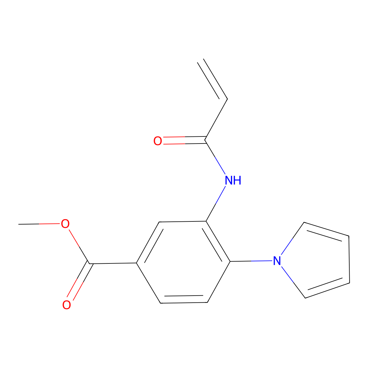 methyl 3-(prop-2-enamido)-4-(1H-pyrrol-1-yl)benzoate molecular structure, CAS 2459725-64-3