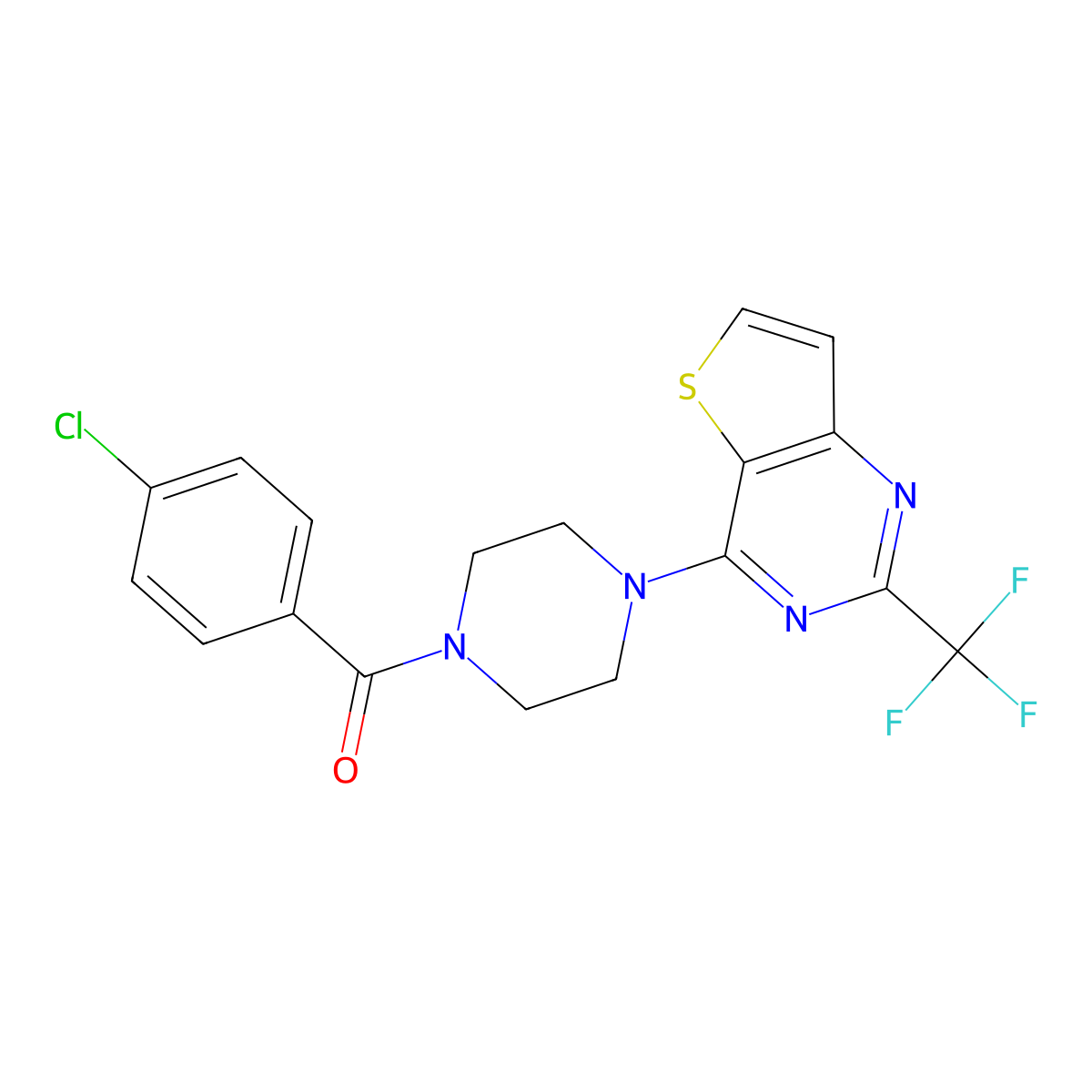 1-(4-Chlorobenzoyl)-4-[2-(trifluoromethyl)thieno[3,2-d]pyrimidin-4-yl]piperazine molecular structure, CAS 2459725-78-9