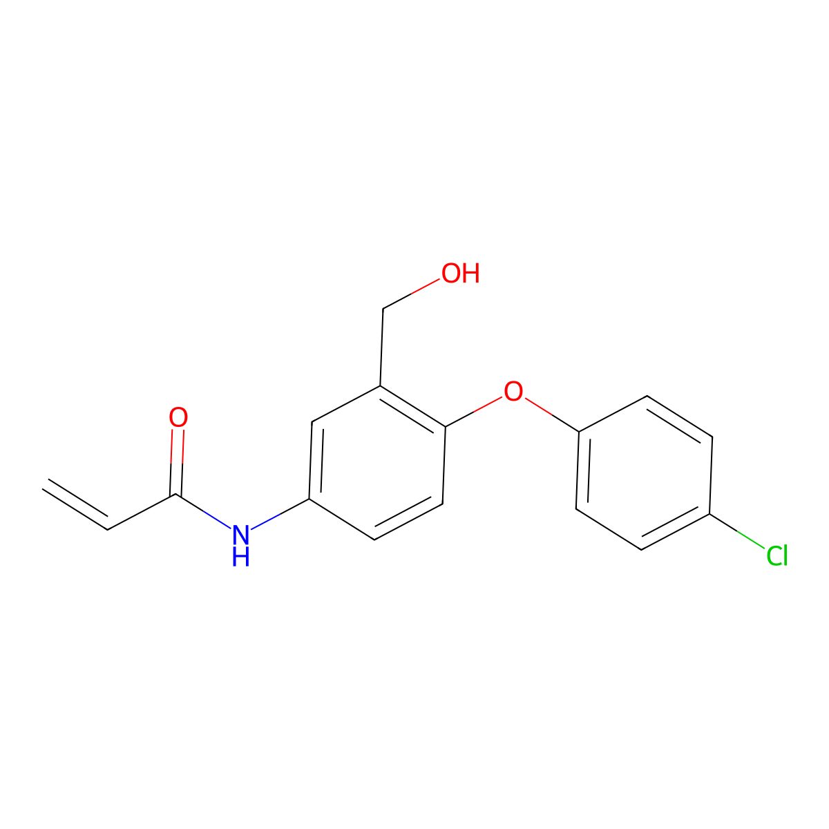 N-[4-(4-chlorophenoxy)-3-(hydroxymethyl)phenyl]prop-2-enamide molecular structure, CAS 2459725-85-8