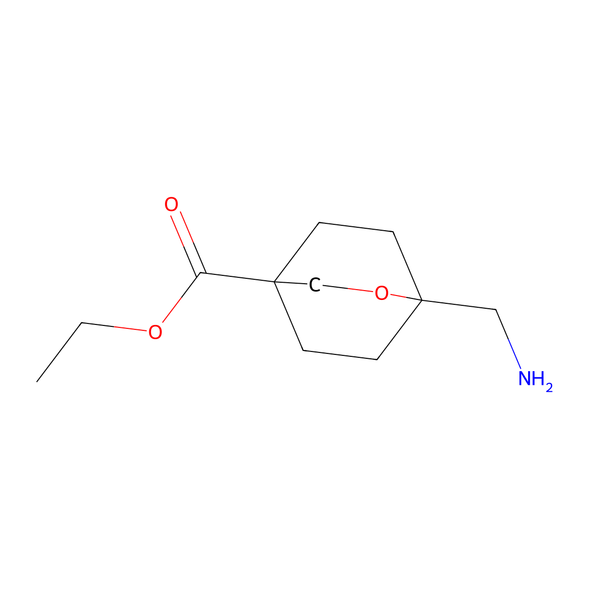 Ethyl 1-(aminomethyl)-2-oxabicyclo[2.2.2]octane-4-carboxylate molecular structure, CAS 2459740-31-7