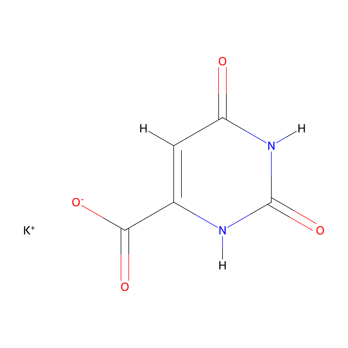 Potassium Orotate molecular structure, CAS 24598-73-0