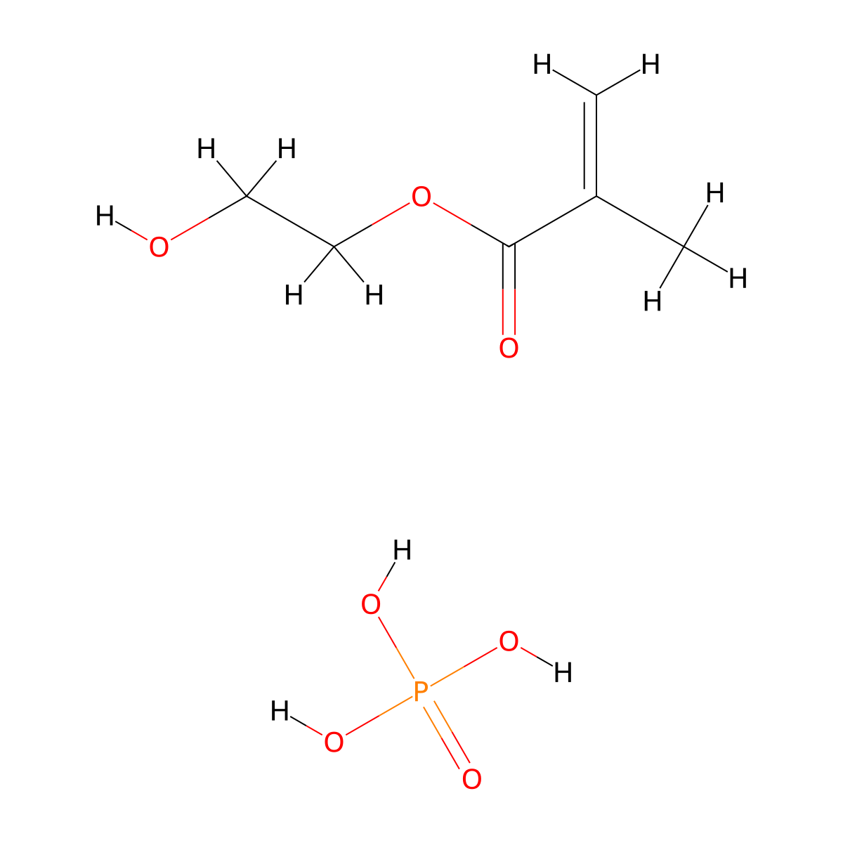 Methacryloyloxyethyl phosphate molecular structure, CAS 24599-21-1