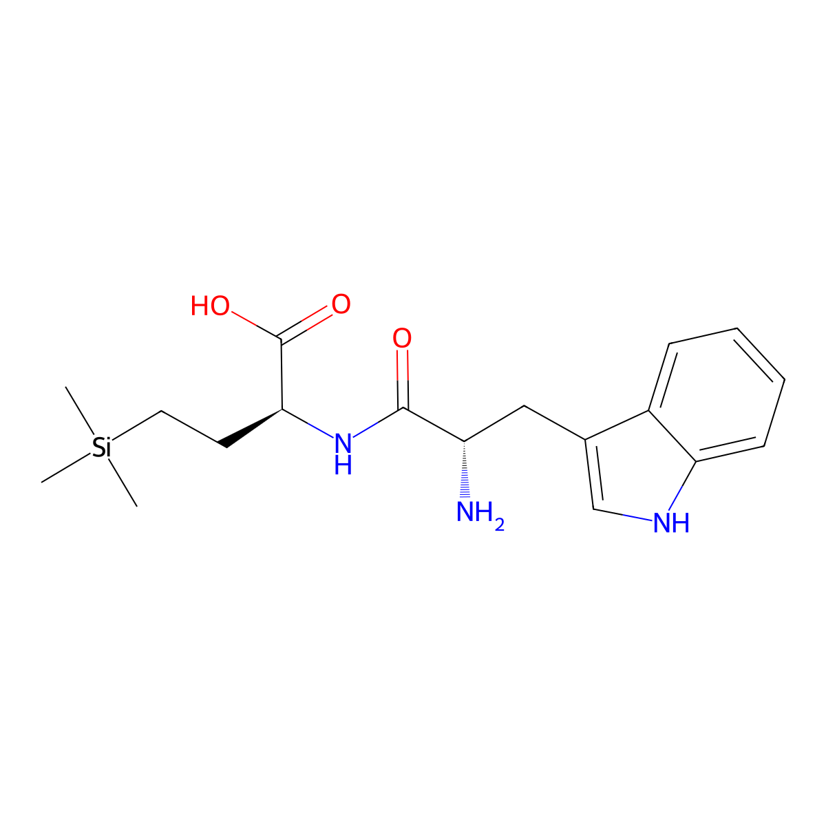 (S)-2-((S)-2-Amino-3-(1H-indol-3-yl)propanamido)-4-(trimethylsilyl)butanoic acid molecular structure, CAS 2459945-93-6