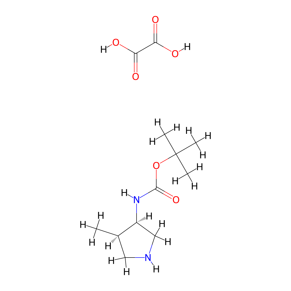 rel-tert-Butyl (3R,4R)-4-methylpyrrolidin-3-ylcarbamate oxalate molecular structure, CAS 2459946-05-3