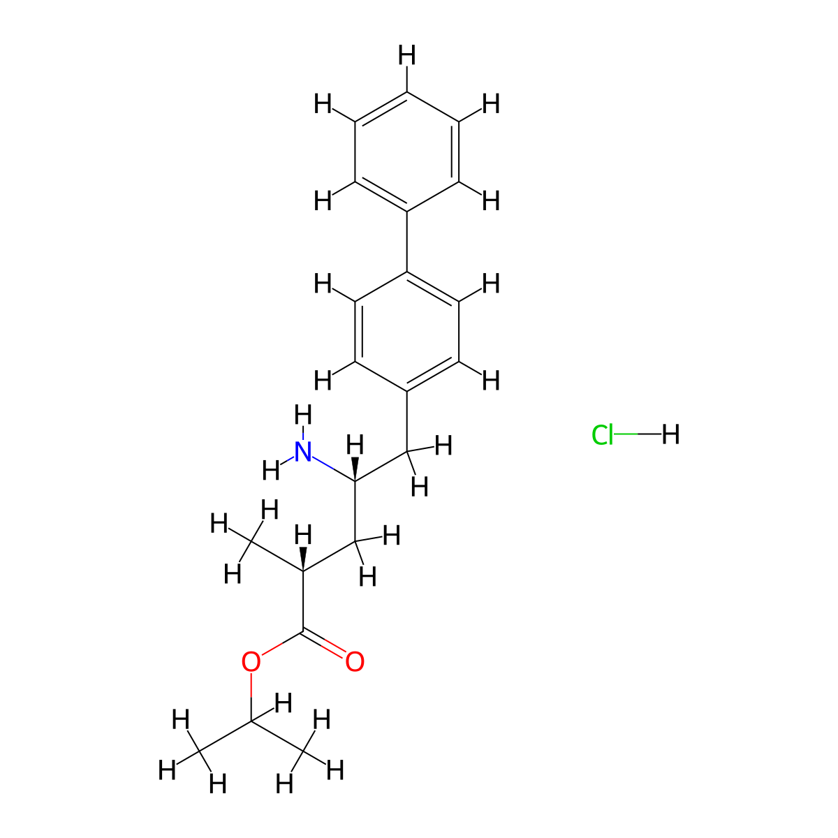 (2R,4S)-isopropyl 5-([1,1'-biphenyl]-4-yl)-4-amino-2-methylpentanoate hydrochloride molecular structure, CAS 2459946-26-8
