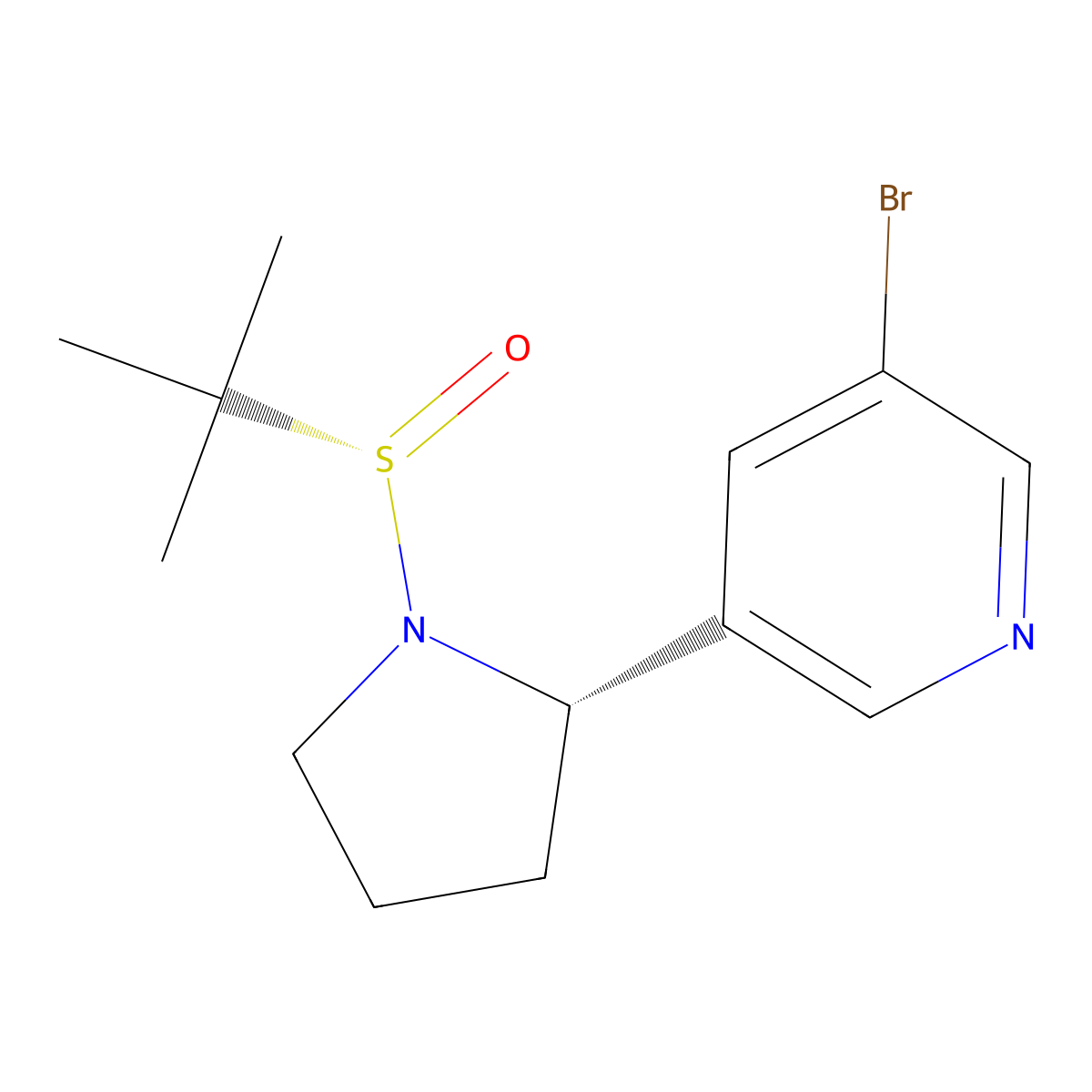 3-bromo-5-((S)-1-((S)-tert-butylsulfinyl)pyrrolidin-2-yl)pyridine molecular structure, CAS 2459946-30-4