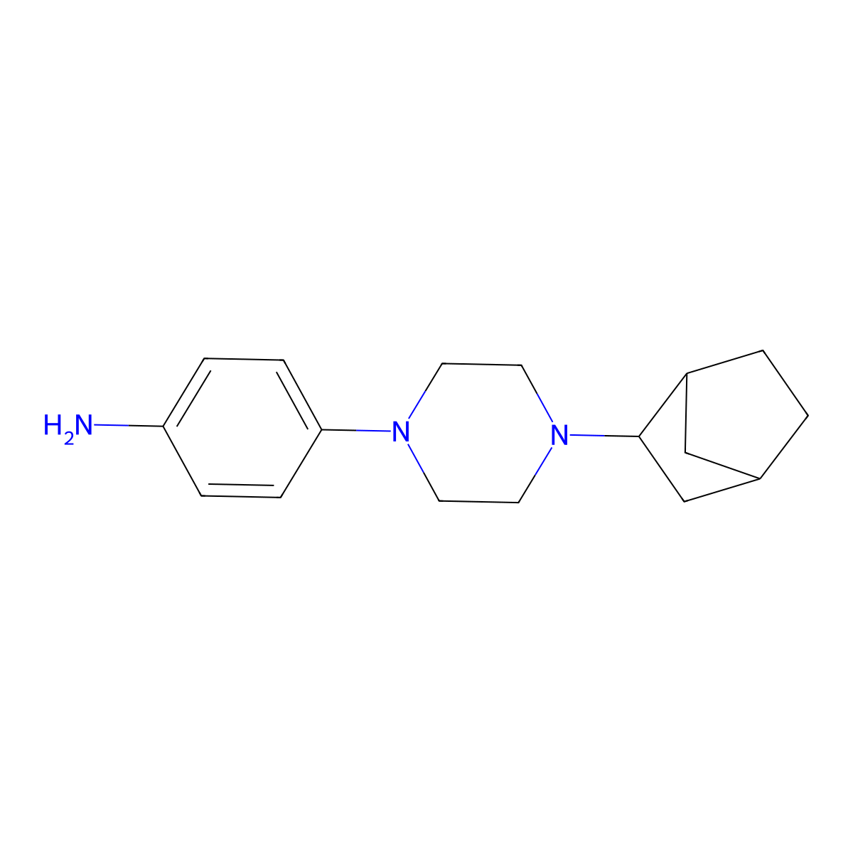 4-(4-(Bicyclo[2.2.1]heptan-2-yl)piperazin-1-yl)aniline (racemate) molecular structure, CAS 2459946-32-6