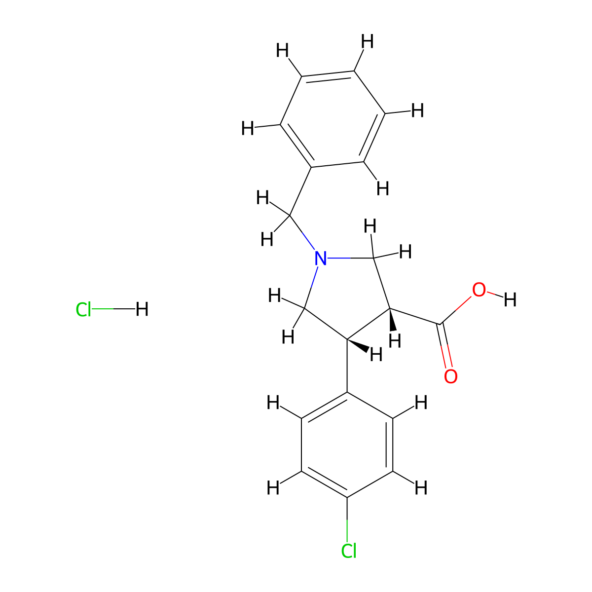 (3R,4R)-1-benzyl-4-(4-chlorophenyl)pyrrolidine-3-carboxylic acid hydrochloride molecular structure, CAS 2459946-49-5