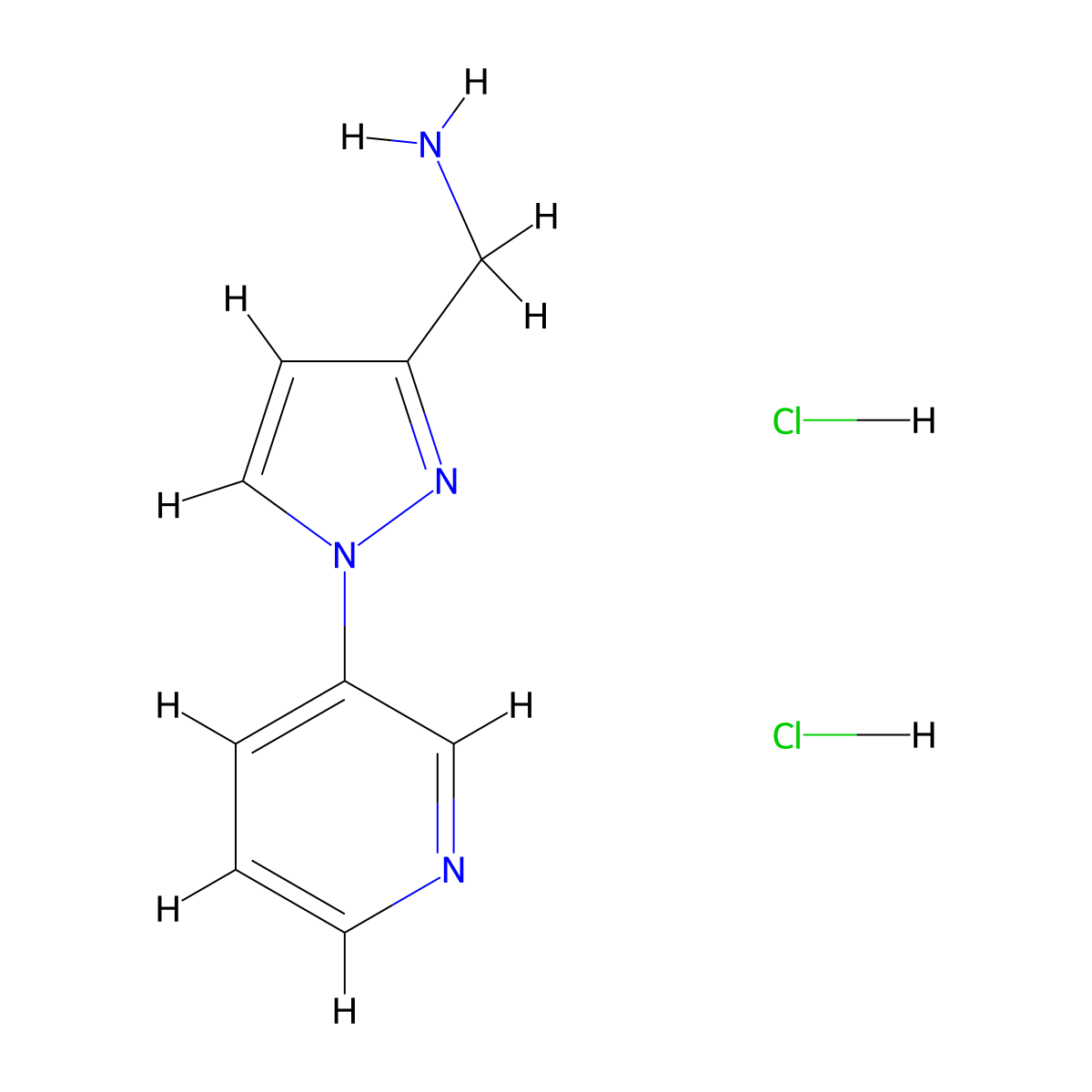 1-[1-(Pyridin-3-YL)-1H-pyrazol-3-YL]methanamine dihydrochloride molecular structure, CAS 2459962-92-4