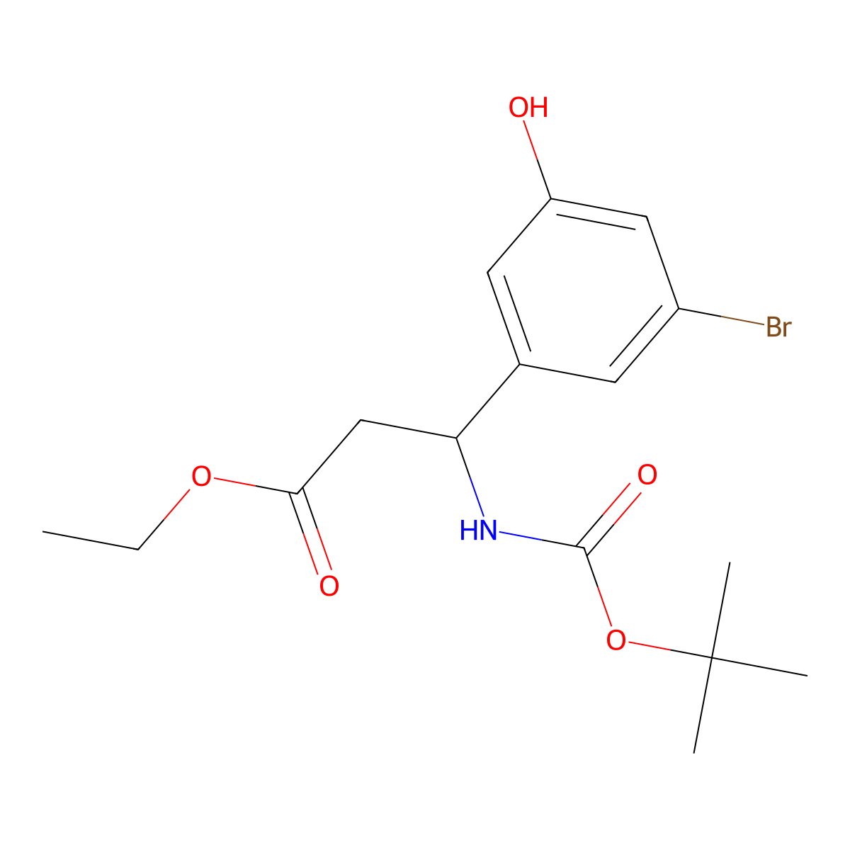 Ethyl 3-(3-bromo-5-hydroxyphenyl)-3-{[(tert-butoxy)carbonyl]amino}propanoate molecular structure, CAS 2459963-00-7