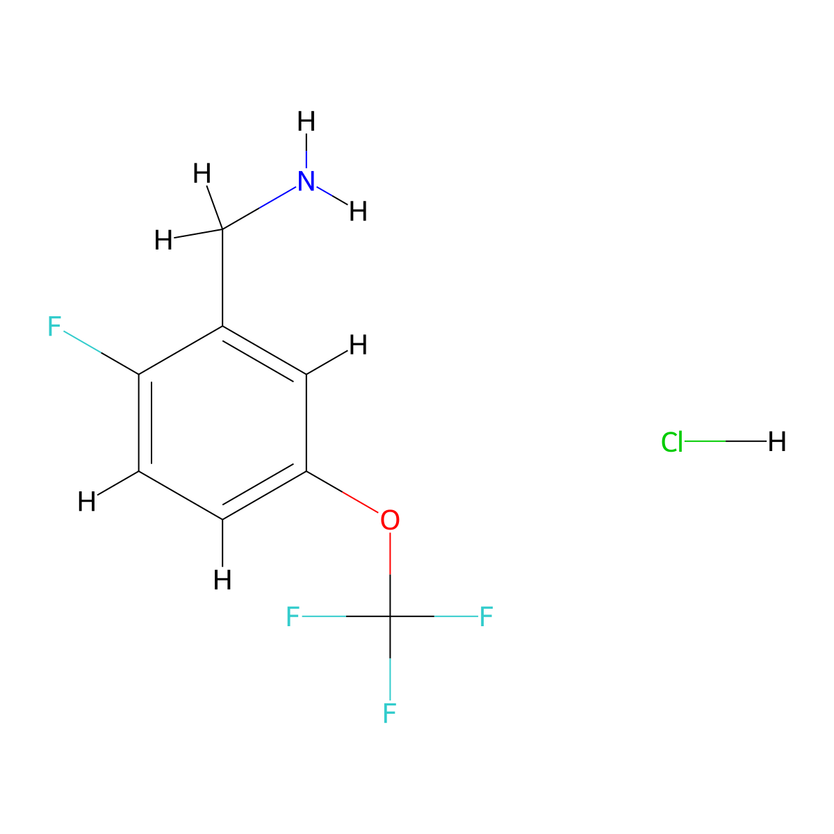 (2-Fluoro-5-(trifluoromethoxy)phenyl)methanamine hydrochloride molecular structure, CAS 2459963-15-4