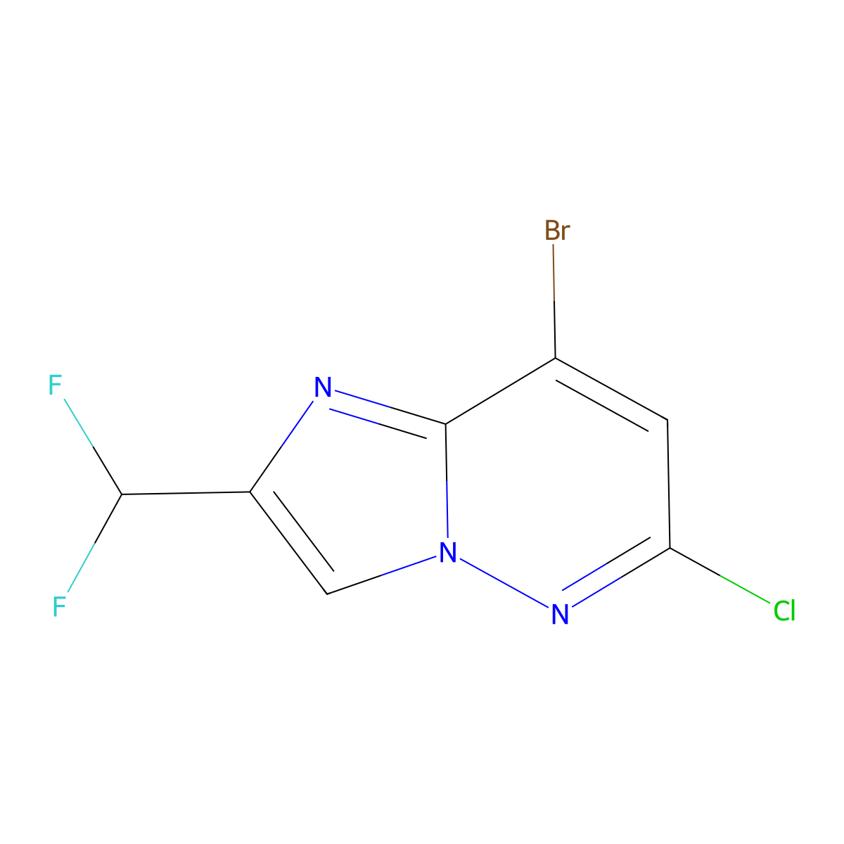 8-Bromo-6-chloro-2-(difluoromethyl)imidazo[1,2-b]pyridazine molecular structure, CAS 2459963-16-5