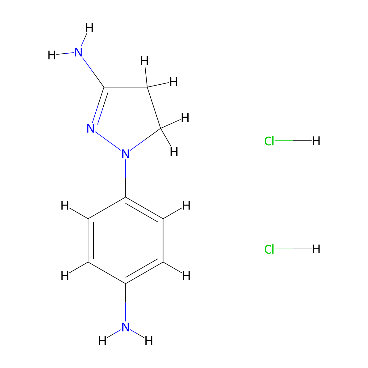 1-(4-aminophenyl)-4,5-dihydro-1H-pyrazol-3-amine dihydrochloride molecular structure, CAS 24600-88-2