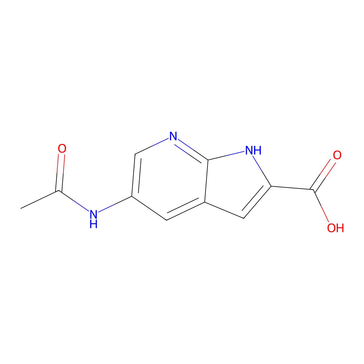 5-acetamido-1H-pyrrolo[2,3-b]pyridine-2-carboxylic acid molecular structure, CAS 2460014-33-7