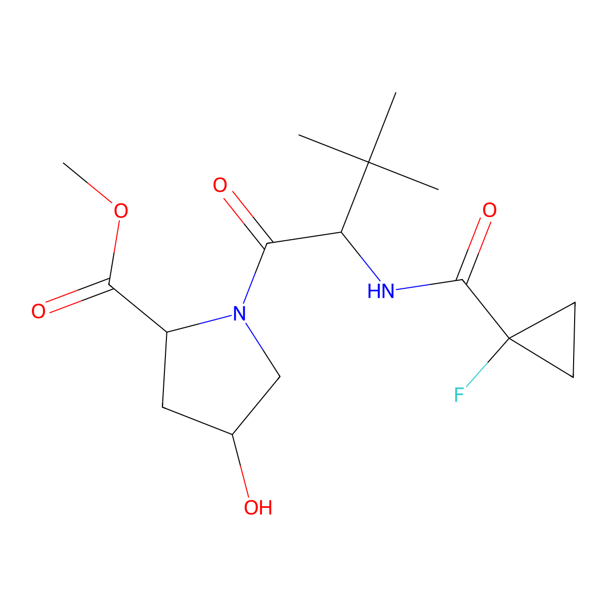 methyl (2S,4R)-1-[(2S)-2-[(1-fluorocyclopropyl)formamido]-3,3-dimethylbutanoyl]-4-hydroxypyrrolidine-2-carboxylate molecular structure, CAS 2460022-74-4