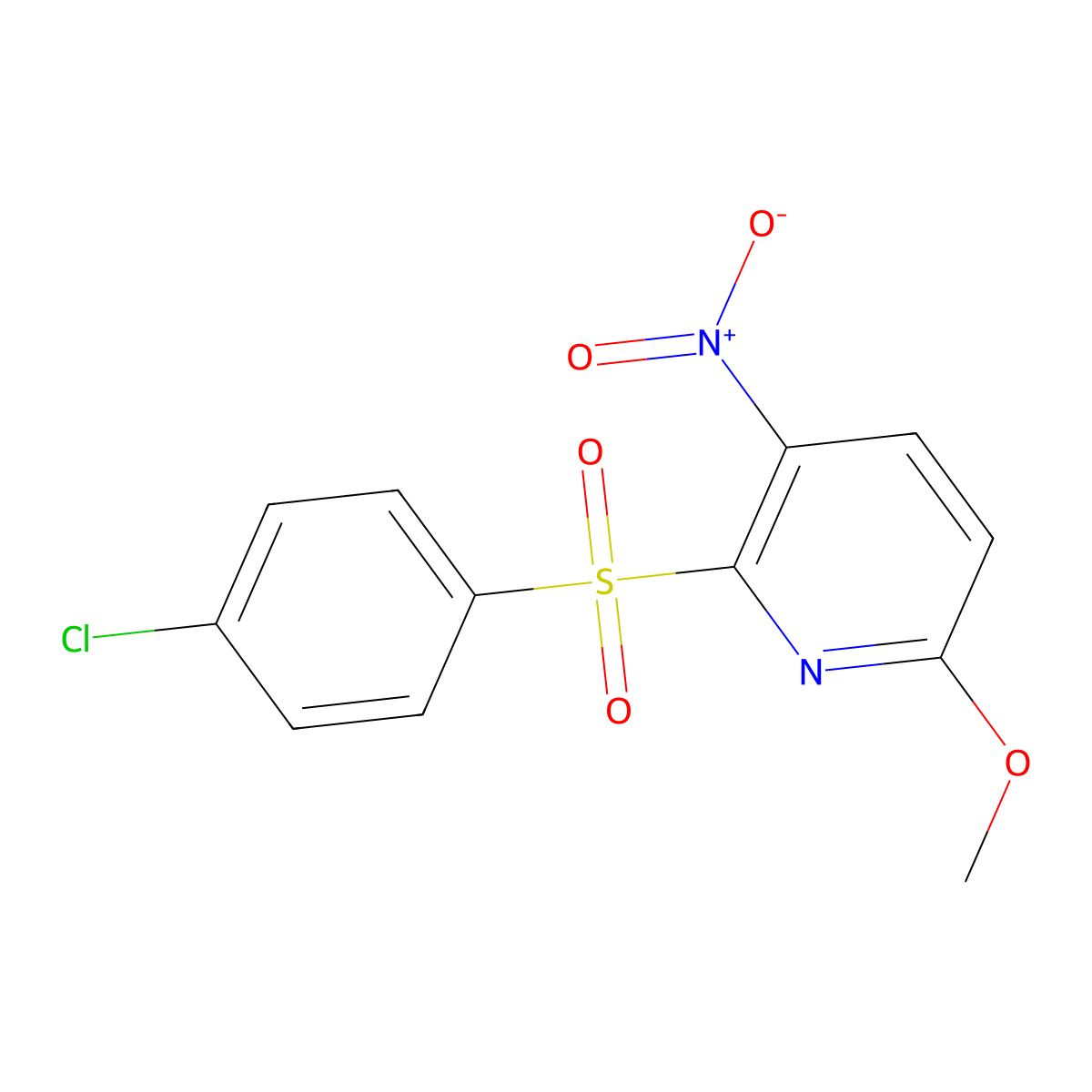 2-((4-Chlorophenyl)sulfonyl)-6-methoxy-3-nitropyridine molecular structure, CAS 246020-68-8