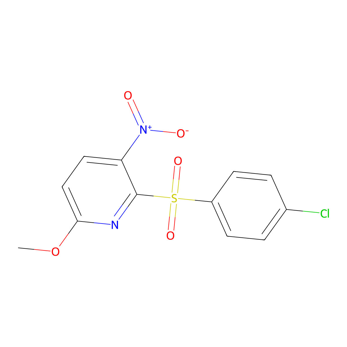 2-((4-Chlorophenyl)sulfonyl)-6-methoxy-3-nitropyridine molecular structure, CAS 246020-68-8