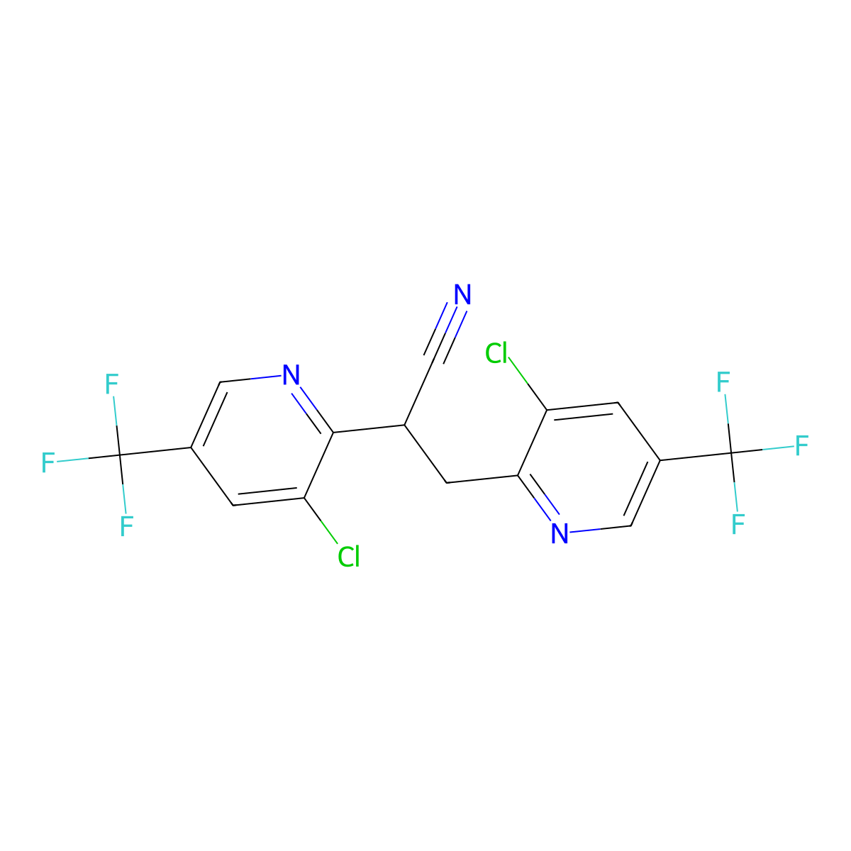 2,3-Bis[3-chloro-5-(trifluoromethyl)pyridin-2-yl]propanenitrile molecular structure, CAS 246022-09-3