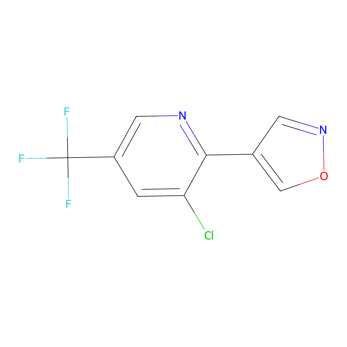 3-Chloro-2-(4-isoxazolyl)-5-(trifluoromethyl)pyridine molecular structure, CAS 246022-17-3