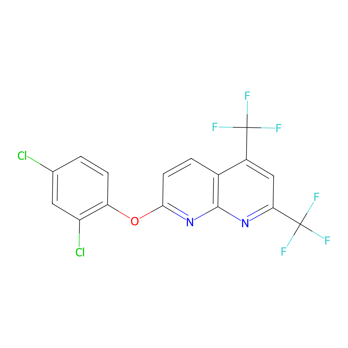 7-(2,4-Dichlorophenoxy)-2,4-bis(trifluoromethyl)-1,8-naphthyridine molecular structure, CAS 246022-24-2