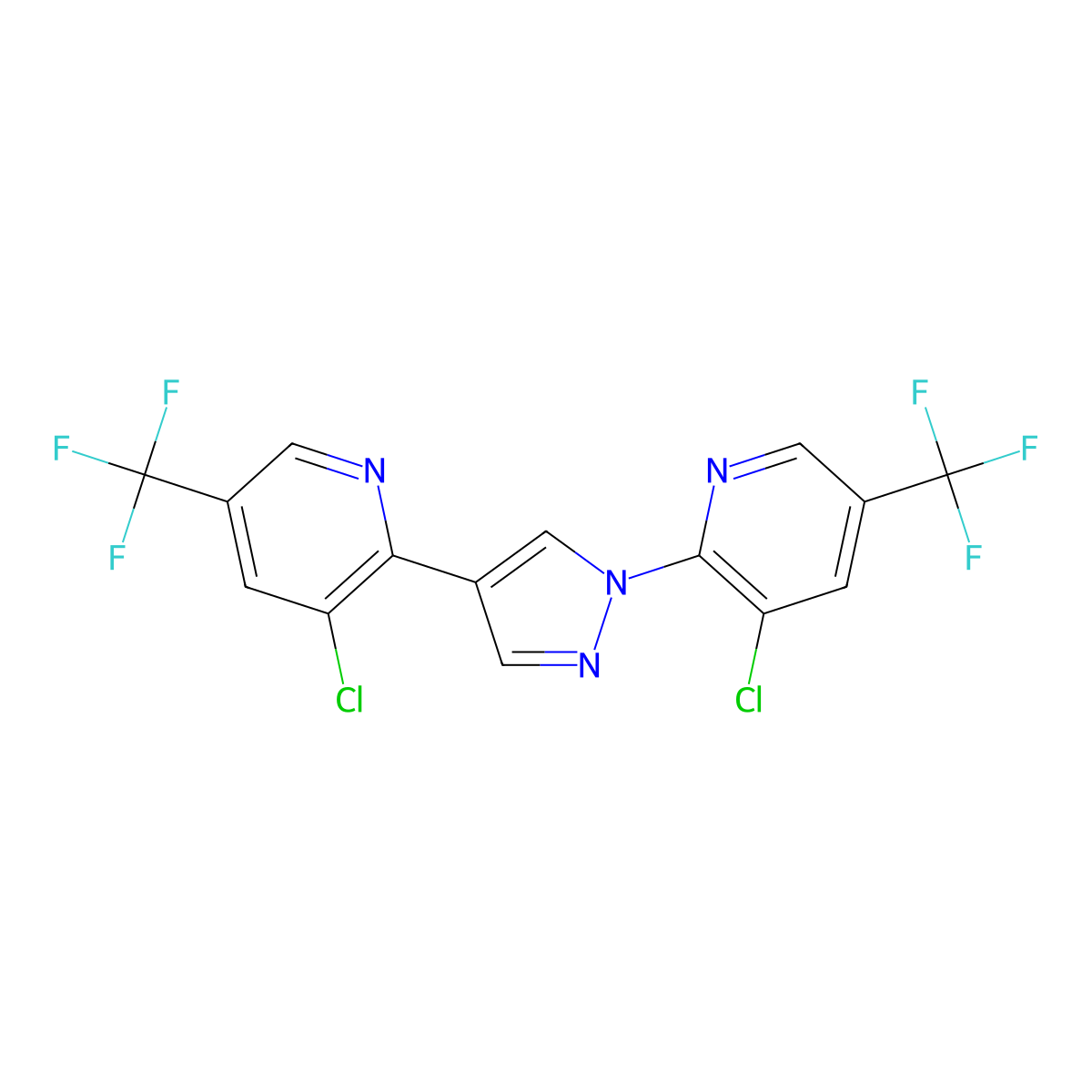 3-Chloro-2-[1-[3-chloro-5-(trifluoromethyl)pyridin-2-yl]pyrazol-4-yl]-5-(trifluoromethyl)pyridine molecular structure, CAS 246022-27-5