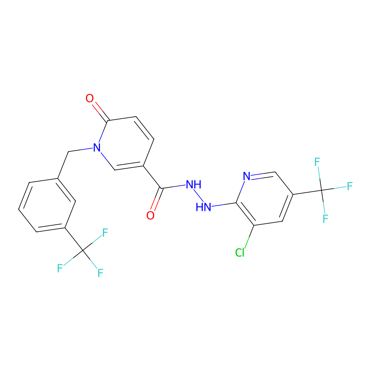 N'-[3-chloro-5-(trifluoromethyl)-2-pyridinyl]-6-oxo-1-[3-(trifluoromethyl)benzyl]-1,6-dihydro-3-pyridinecarbohydrazide molecular structure, CAS 246022-32-2