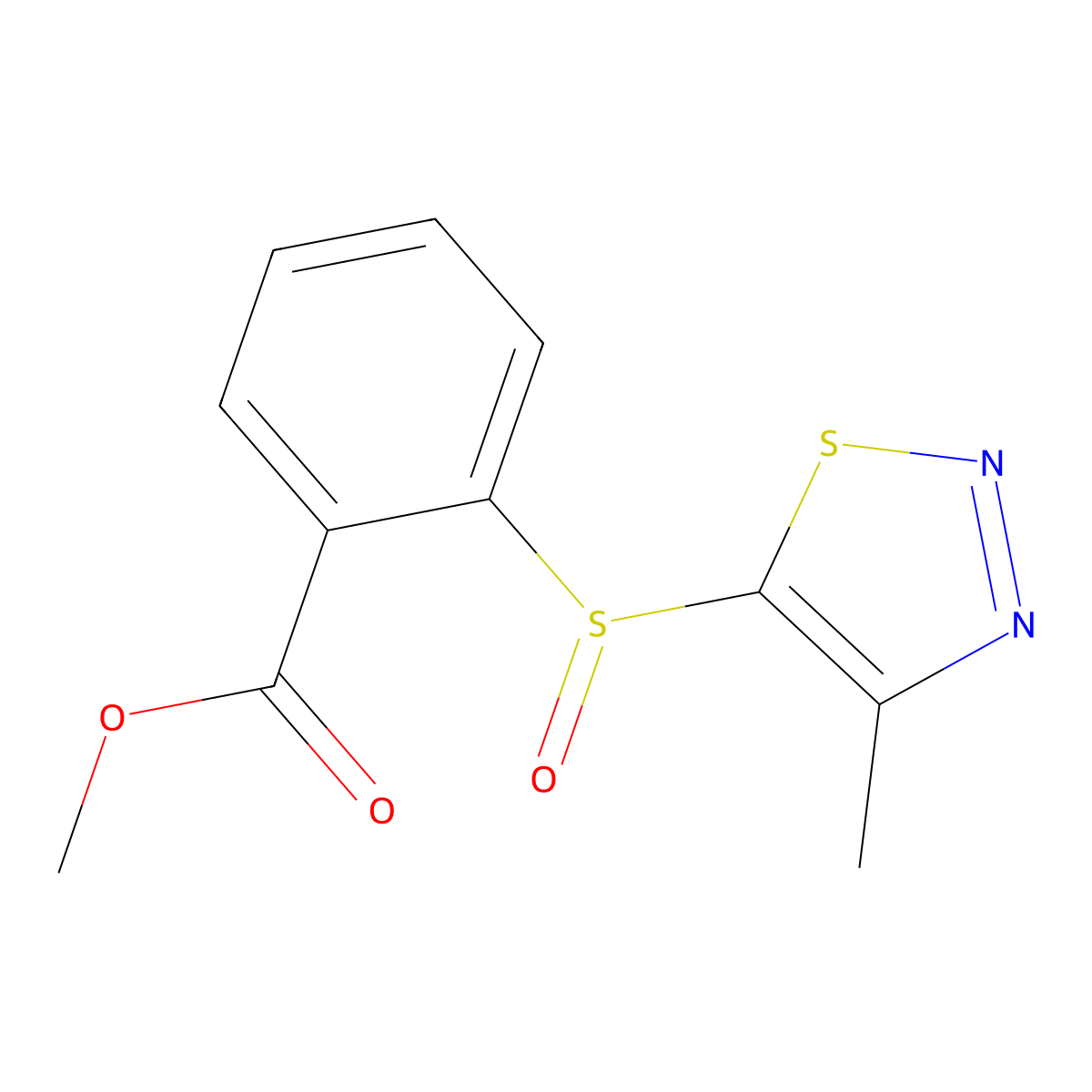 Methyl 2-[(4-methyl-1,2,3-thiadiazol-5-yl)sulfinyl]benzenecarboxylate molecular structure, CAS 246022-42-4