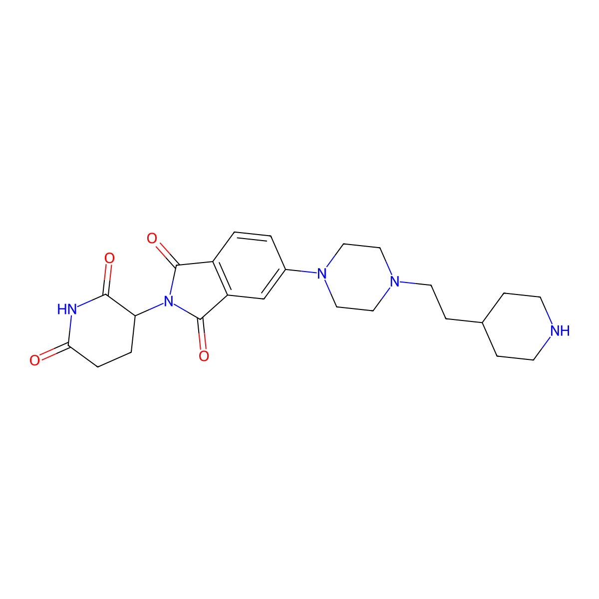 1H-Isoindole-1,3(2H)-dione, 2-(2,6-dioxo-3-piperidinyl)-5-[4-[2-(4-piperidinyl)ethyl]-1-piperazinyl]- molecular structure, CAS 2460248-35-3