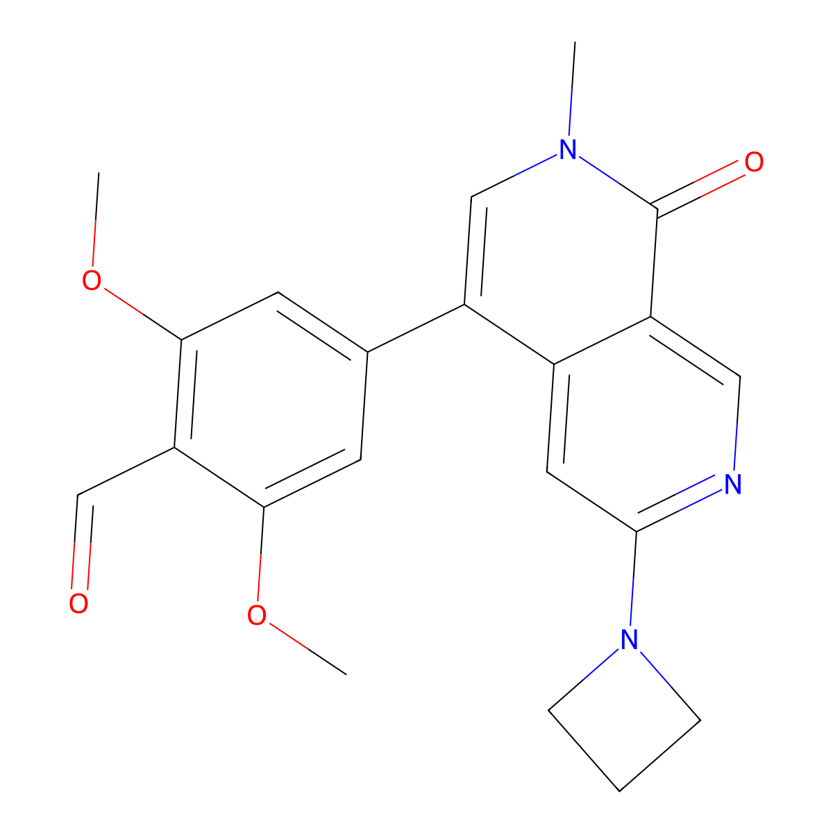 4-(6-(Azetidin-1-yl)-2-methyl-1-oxo-1,2-dihydro-2,7-naphthyridin-4-yl)-2,6-dimethoxybenzaldehyde molecular structure, CAS 2460248-49-9