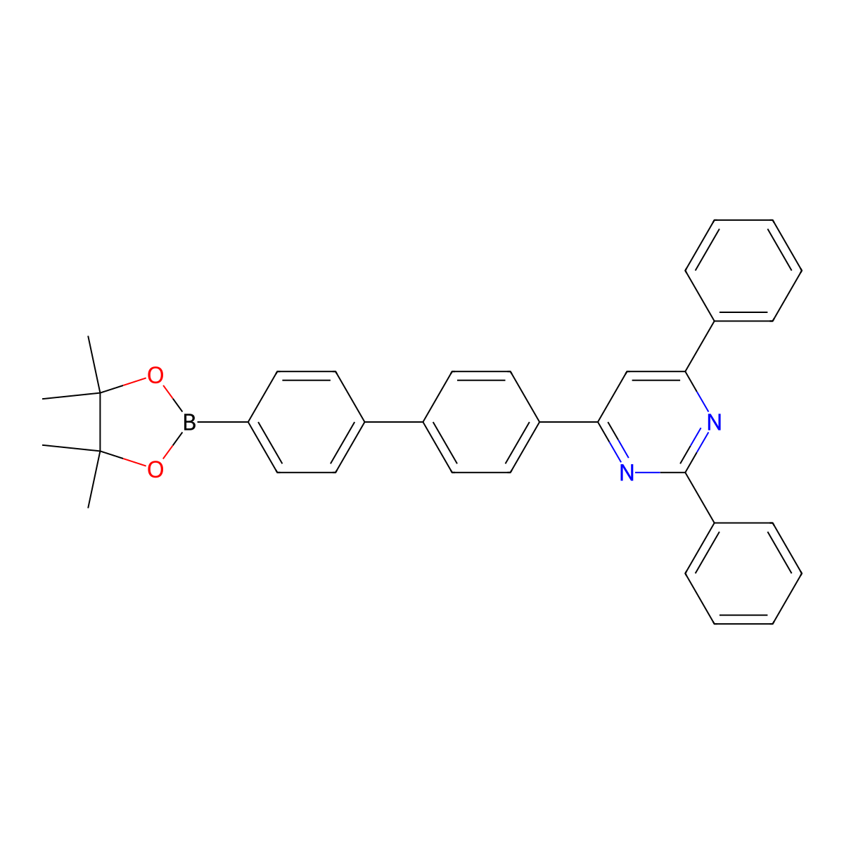 2,4-Diphenyl-6-[4'-(4,4,5,5-tetramethyl-1,3,2-dioxaborolan-2-YL)[1,1'-biphenyl]-4-YL]pyrimidine molecular structure, CAS 2460275-13-0