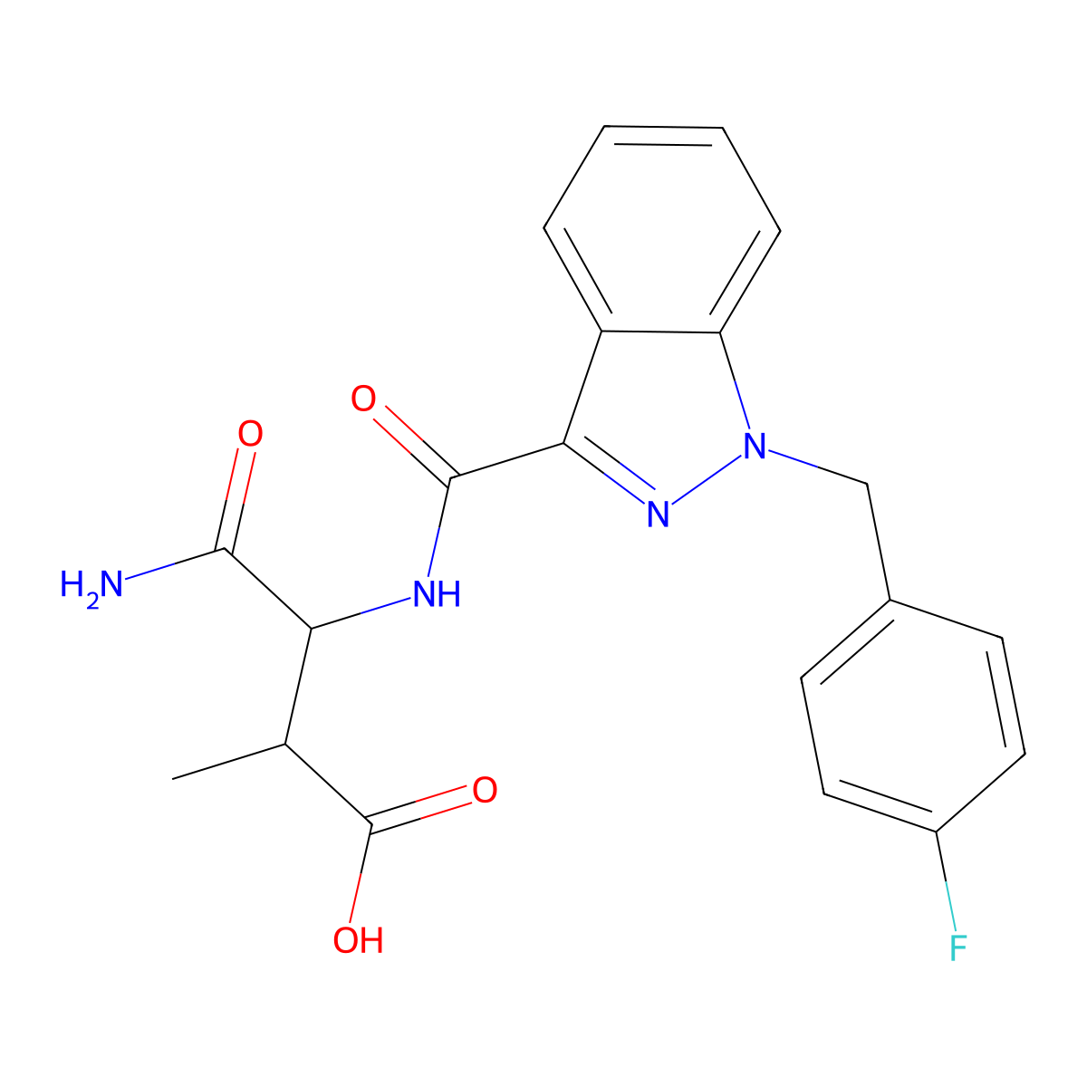 4-amino-3-(1-(4-fluorobenzyl)-1H-indazole-3-carboxamido)-2-methyl-4-oxobutanoicacid molecular structure, CAS 2460433-24-1