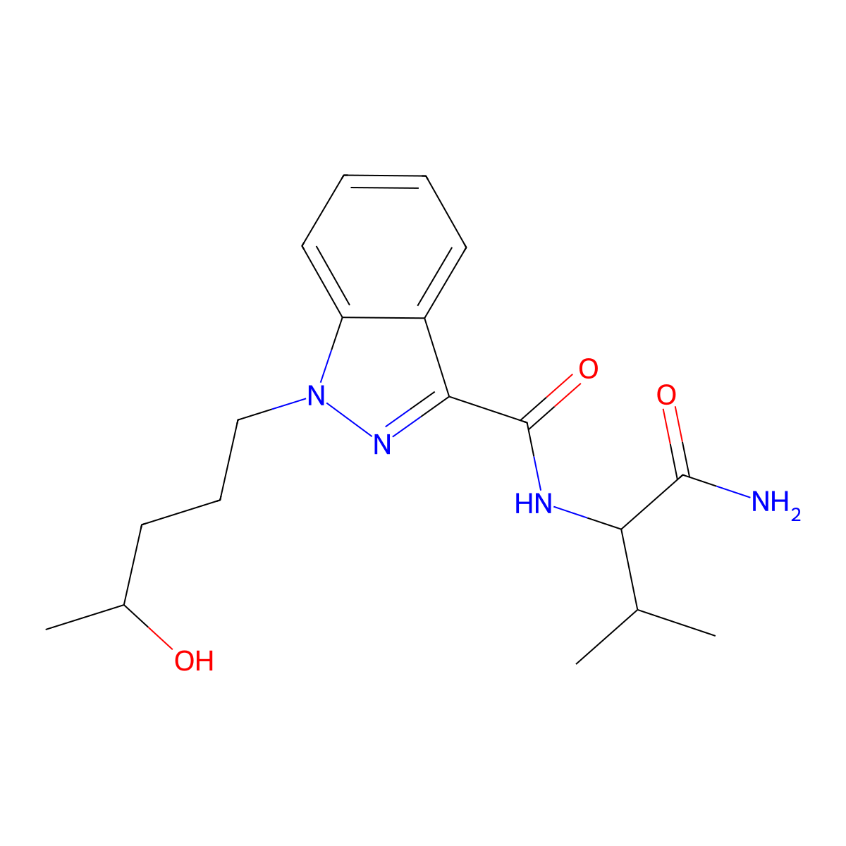 N-(1-amino-3-methyl-1-oxobutan-2-yl)-1-(4-hydroxypentyl)-1H-indazole-3-carboxamide molecular structure, CAS 2460433-25-2