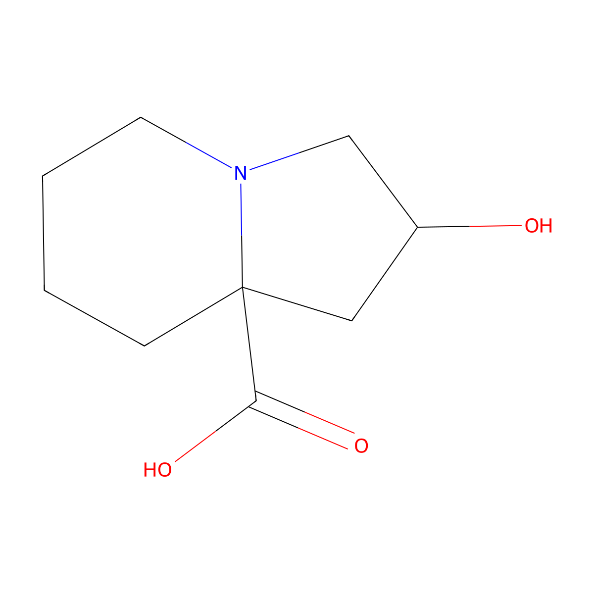 (2R,8aS)-2-hydroxyhexahydro-8a(1H)-indolizinecarboxylic acid molecular structure, CAS 2460480-08-2