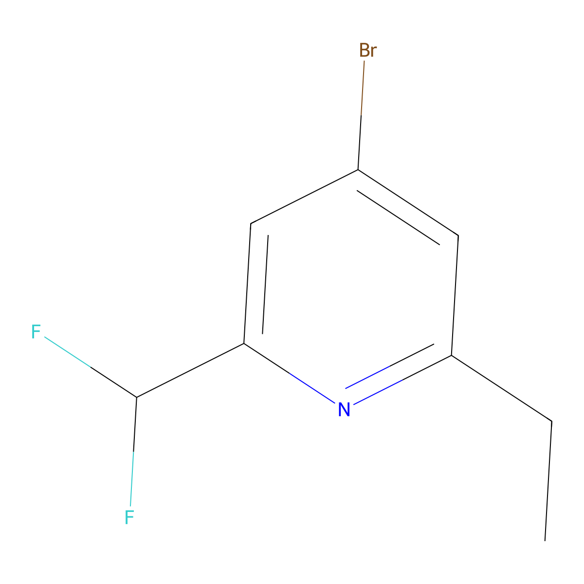 4-Bromo-2-(difluoromethyl)-6-ethylpyridine molecular structure, CAS 2460489-90-9
