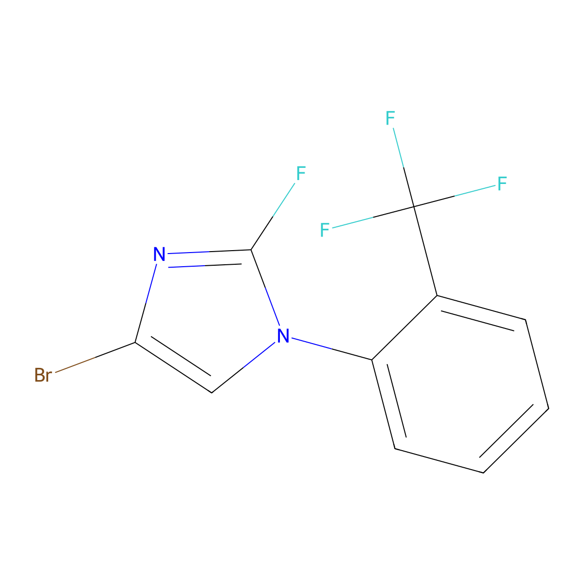 4-bromo-2-fluoro-1-(2-(trifluoromethyl)phenyl)-1H-imidazole molecular structure, CAS 2460490-01-9