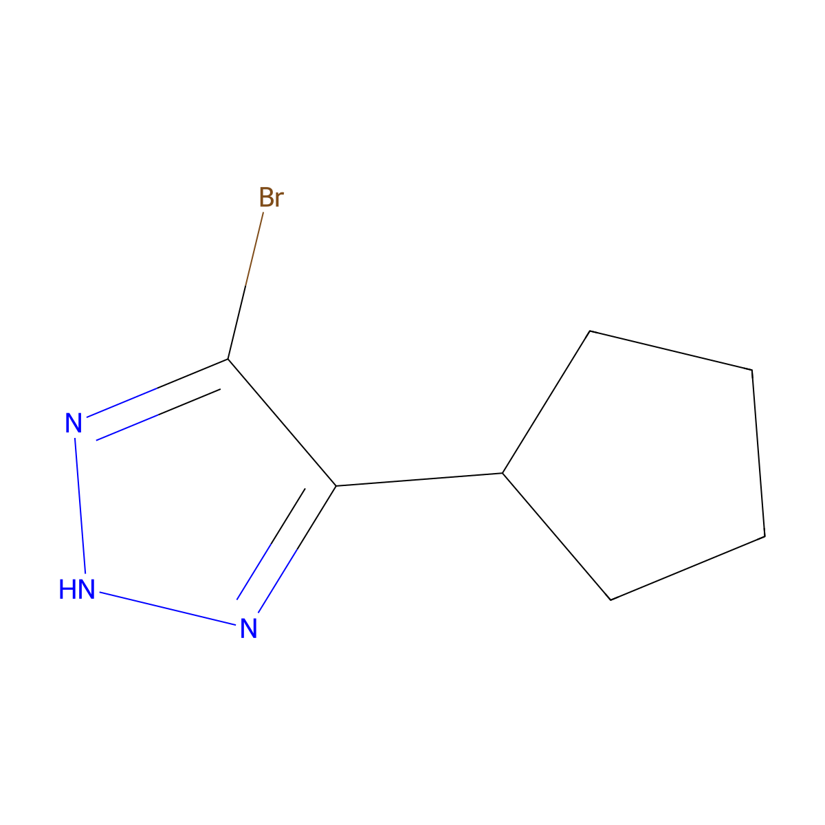 4-bromo-5-cyclopentyl-1H-1,2,3-triazole molecular structure, CAS 2460490-19-9