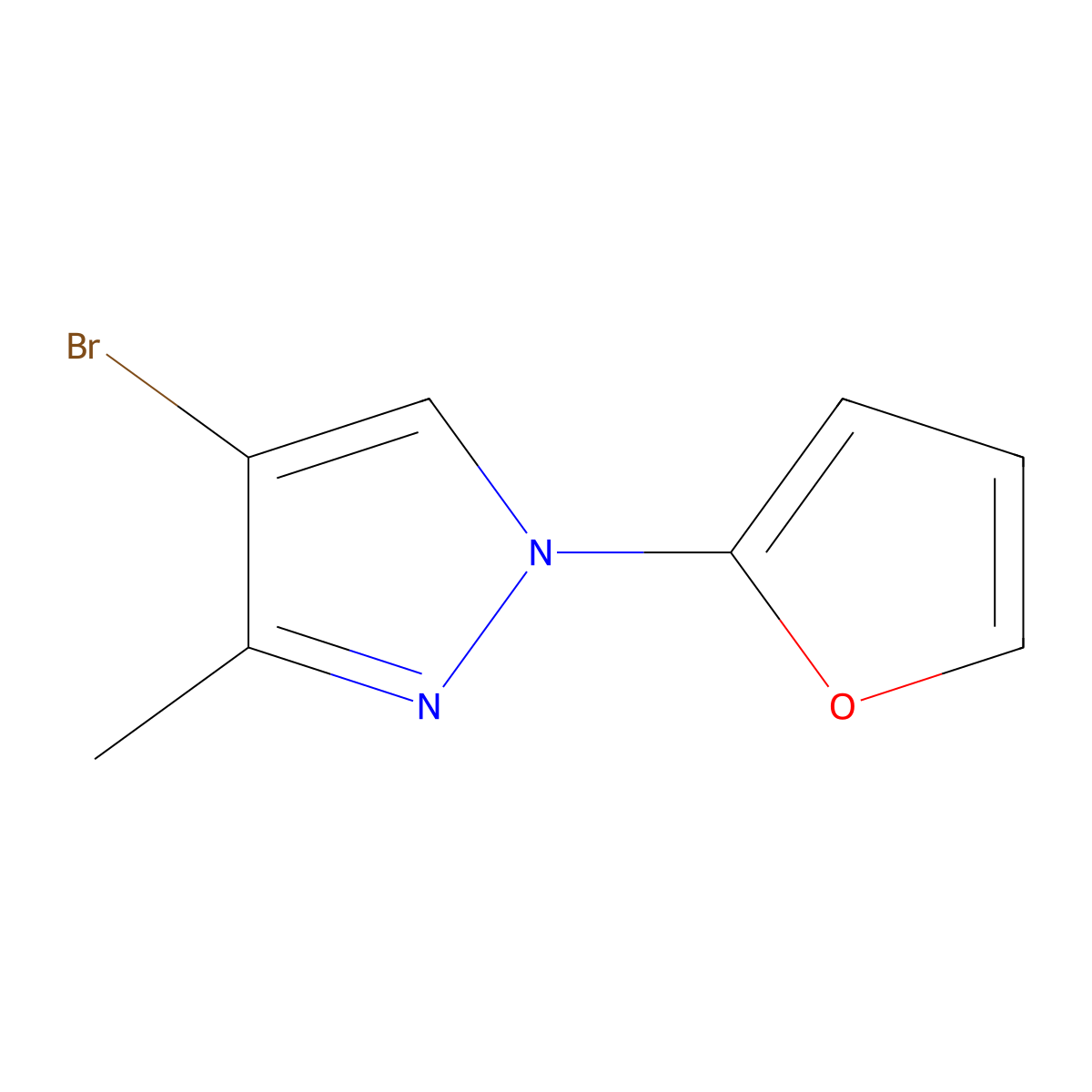 4-bromo-1-(furan-2-yl)-3-methyl-1H-pyrazole molecular structure, CAS 2460490-30-4