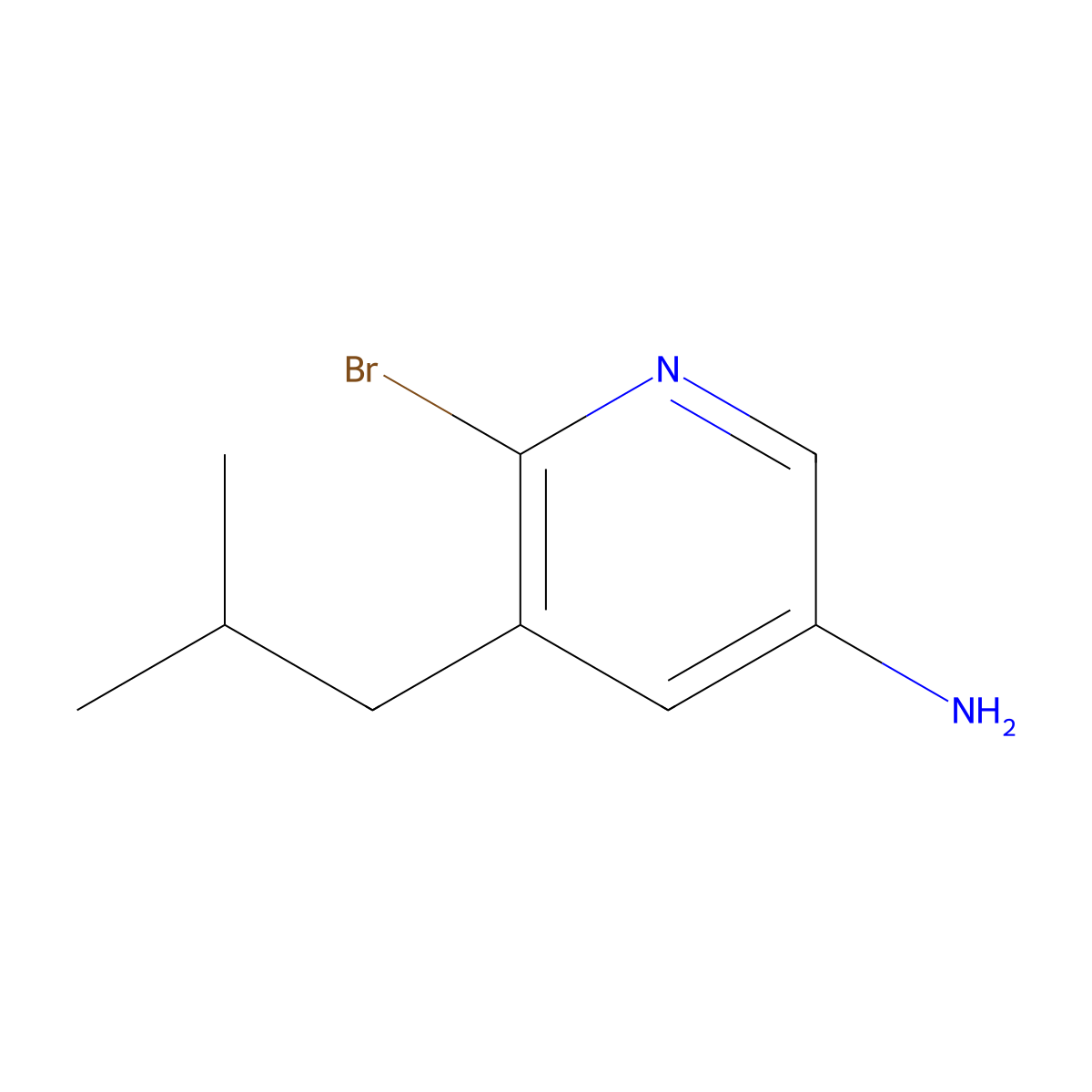 6-Bromo-5-isobutylpyridin-3-amine molecular structure, CAS 2460490-78-0