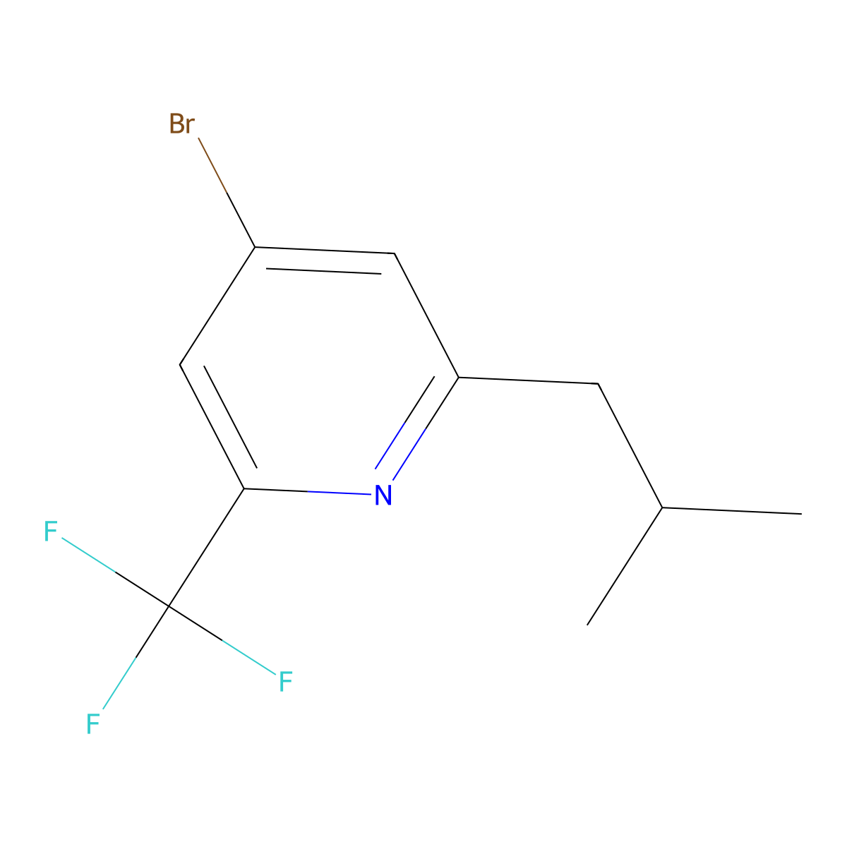4-Bromo-2-isobutyl-6-(trifluoromethyl)pyridine molecular structure, CAS 2460491-05-6
