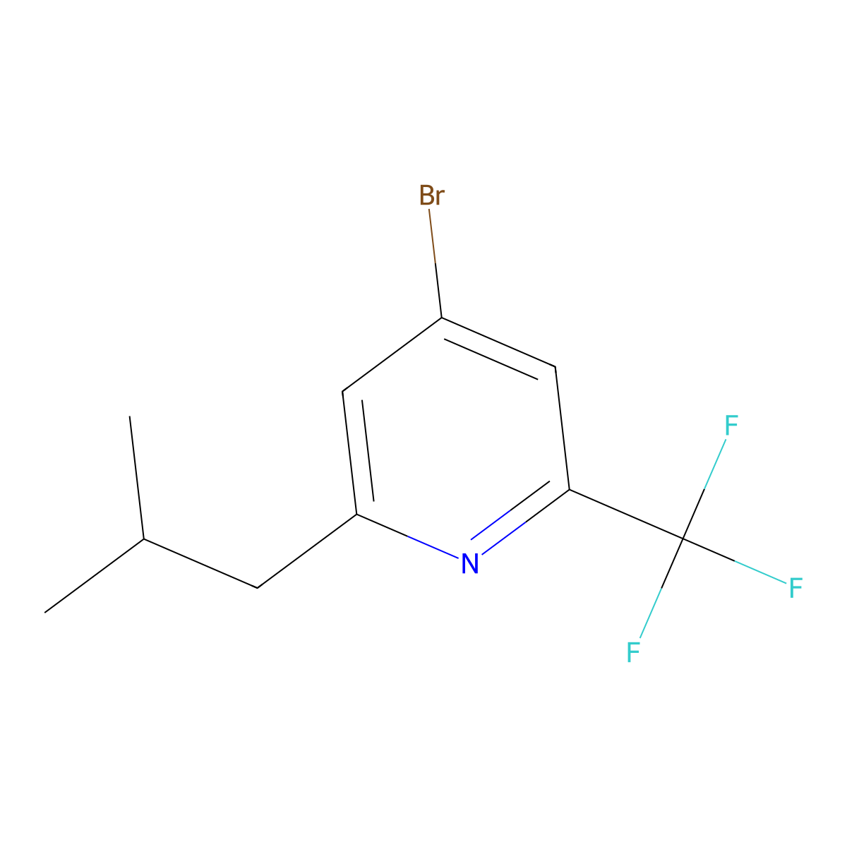 4-Bromo-2-isobutyl-6-(trifluoromethyl)pyridine molecular structure, CAS 2460491-05-6